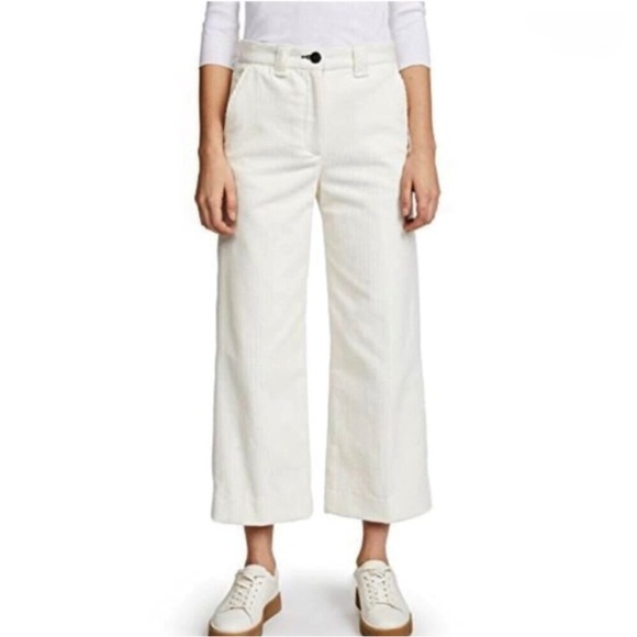 Rag & Bone Lari Corduroy Wide Leg Cropped Pants in White Size 25 - Picture 1 of 5